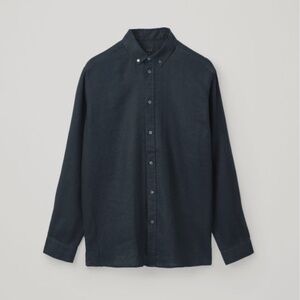 COS Men's True Hemp Dark Blue Navy Long Sleeve Button Down Size XL